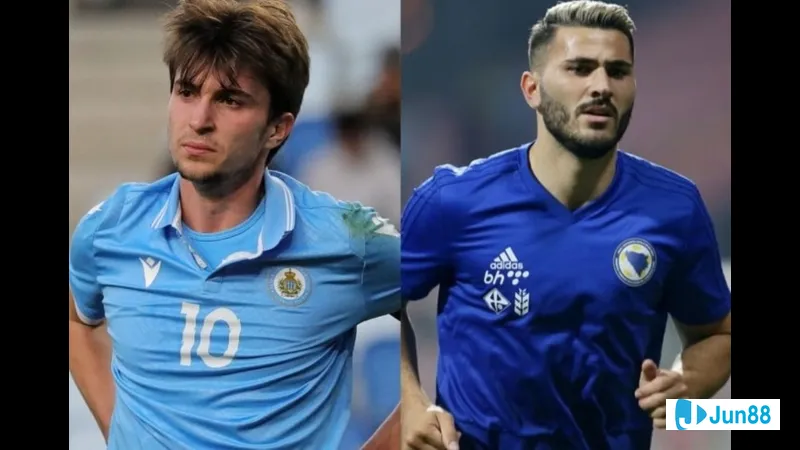 Cầu thủ Áo chạy vòng qua cầu thủ San Marino để tìm đường vào vòng cấm Cầu thủ Áo chạy vòng qua cầu thủ San Marino để tìm đường vào vòng cấm