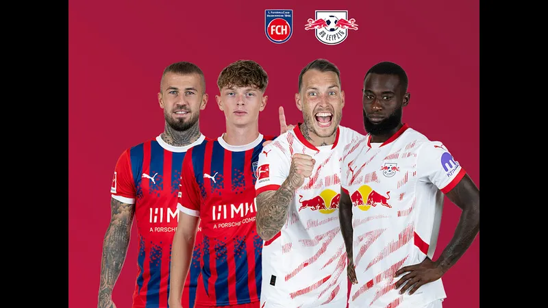 Cầu thủ RB Leipzig nỗ lực chạy bóng trước sự áp đảo của đối thủ Heidenheim Cầu thủ RB Leipzig nỗ lực chạy bóng trước sự áp đảo của đối thủ Heidenheim