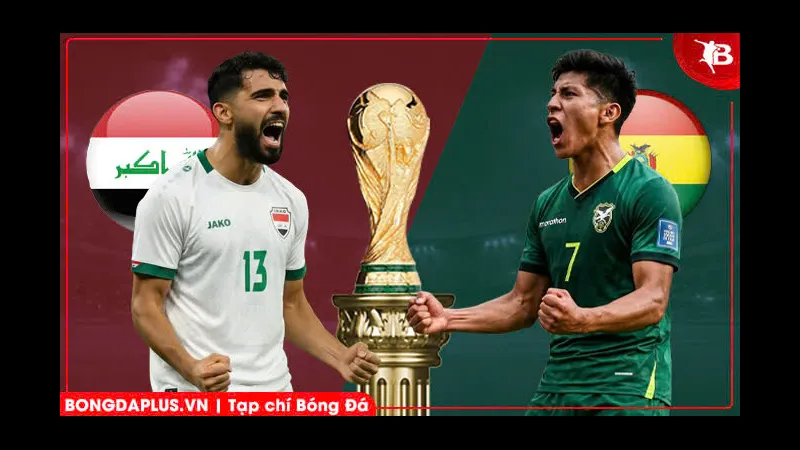 Cầu thủ Iraq và Bolivia đối diện trên sân cỏ Cầu thủ Iraq và Bolivia đối diện trên sân cỏ